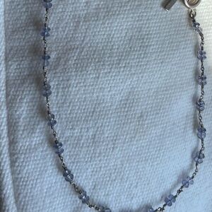 Sterling silver and iolite (periwinkle color) bead necklace; approx. 16" length
